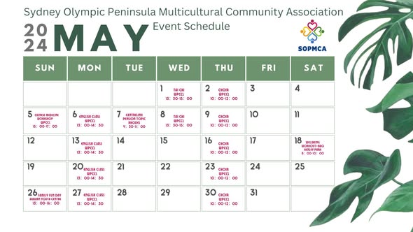 SOPMCA May 2024 event schedule