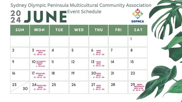SOPMCA June 2024 event schedule